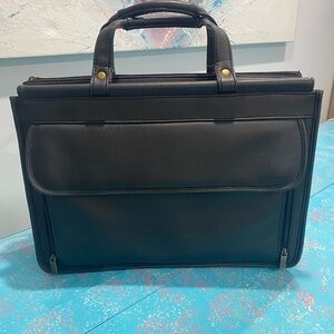 Black Vinyl Briefcase (feels like vegan leather)